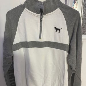 Victoria Secret Pink grey and white quarter zip